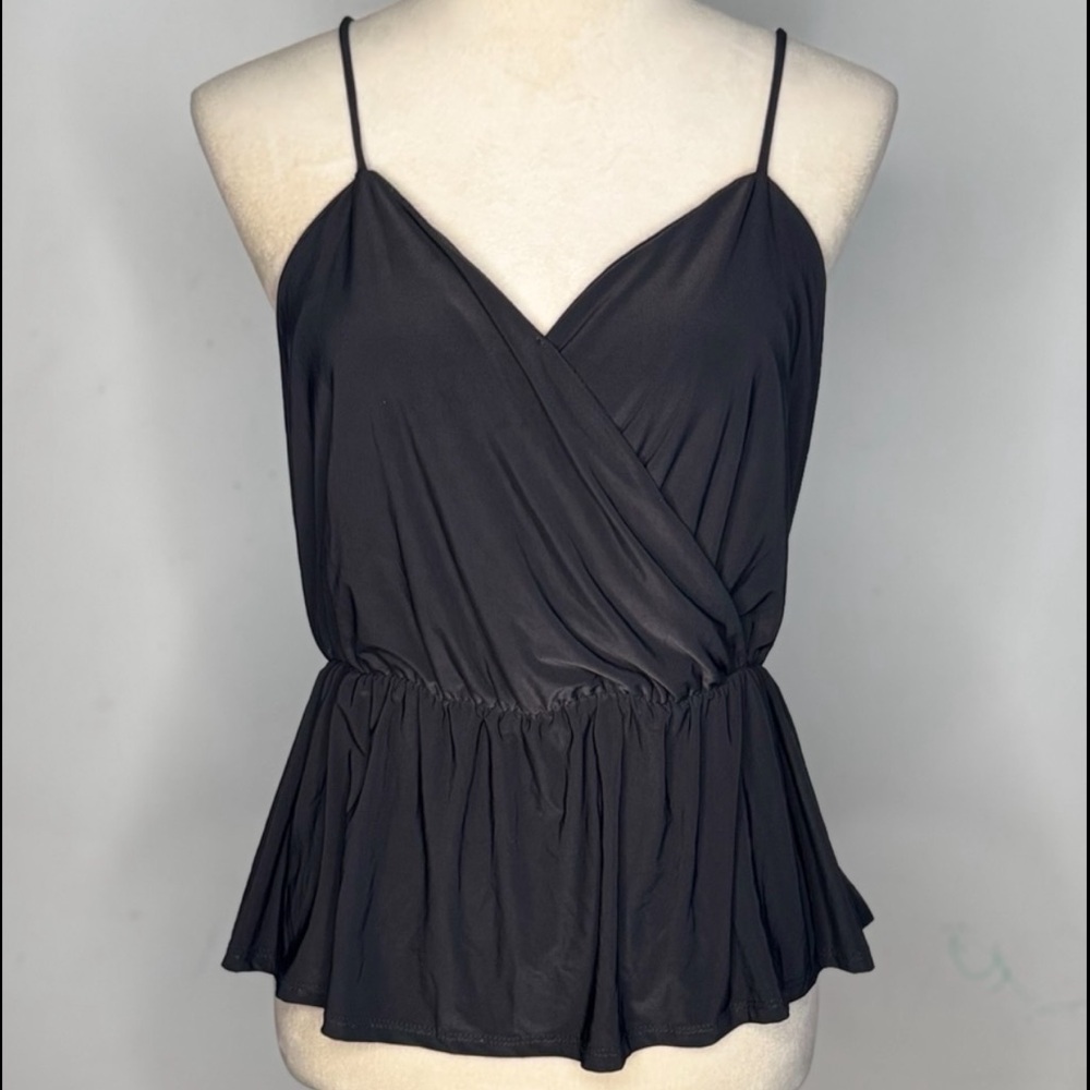 21 Saints Top Black Spaghetti Strap Cropped Flowy Top Size XL (Juniors)
